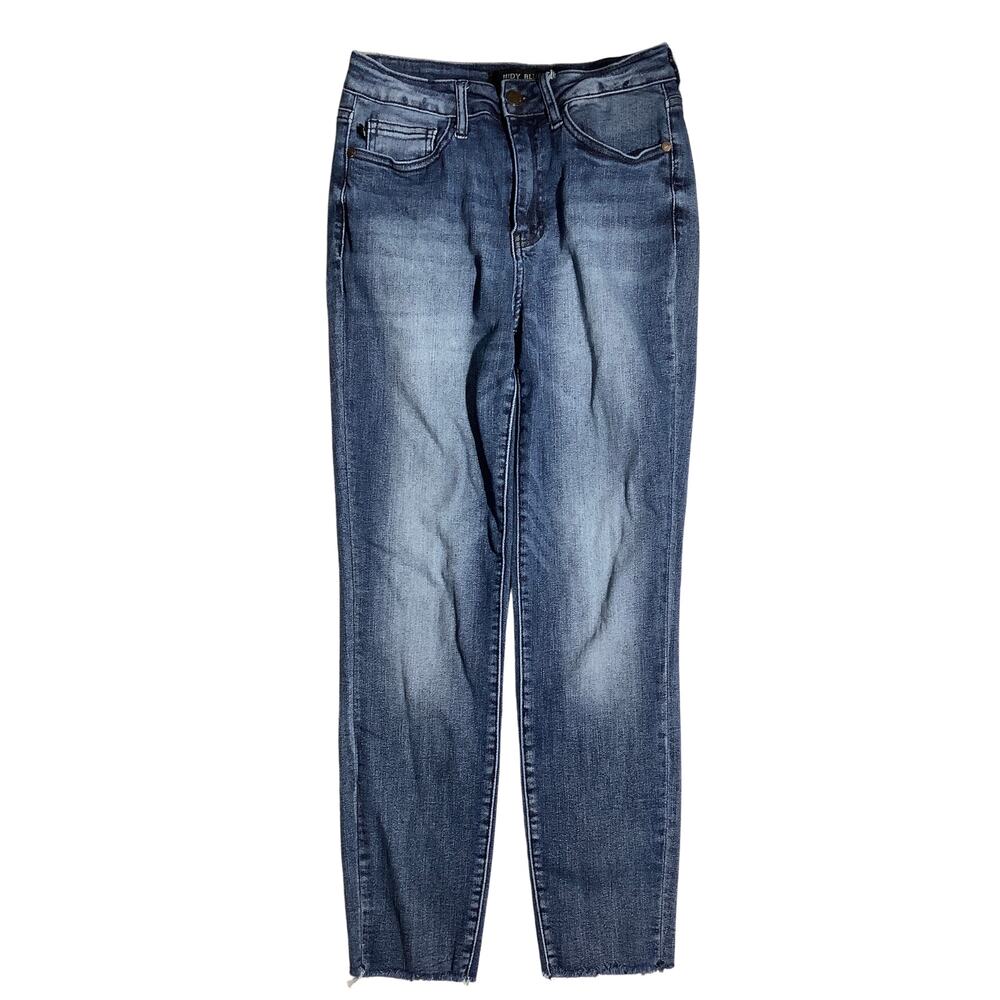 Judy Blue Denim Relaxed Fit Jeans Women 3/26 — Stretch, Casual, Frayed Hem